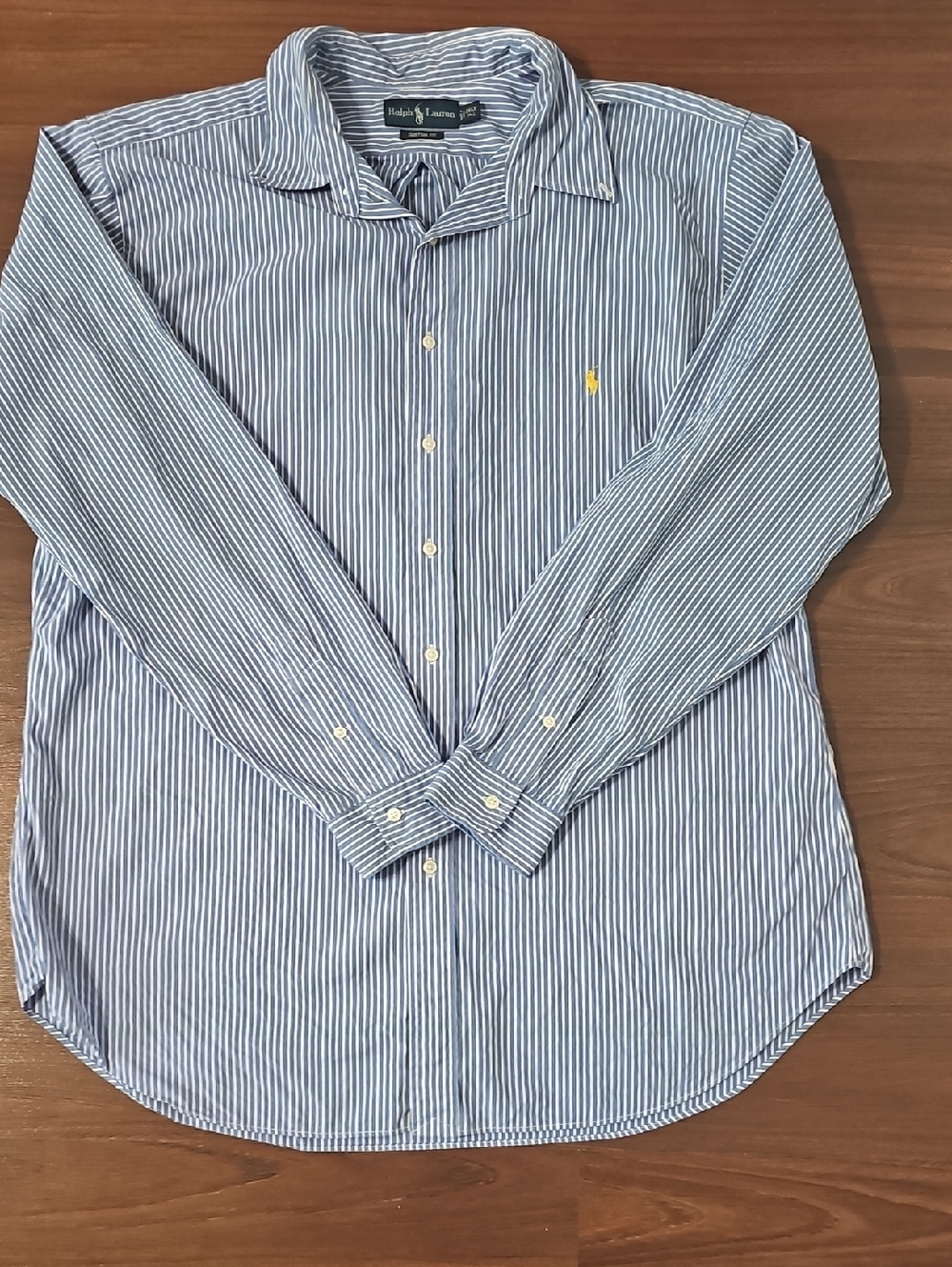 Polo by Ralph Lauren Blue and White Striped Button-Up Shirt
